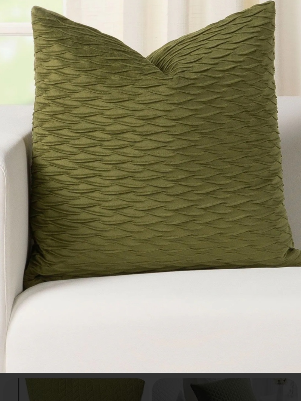 Dezene moss green Textured Decorative Throw Pillow